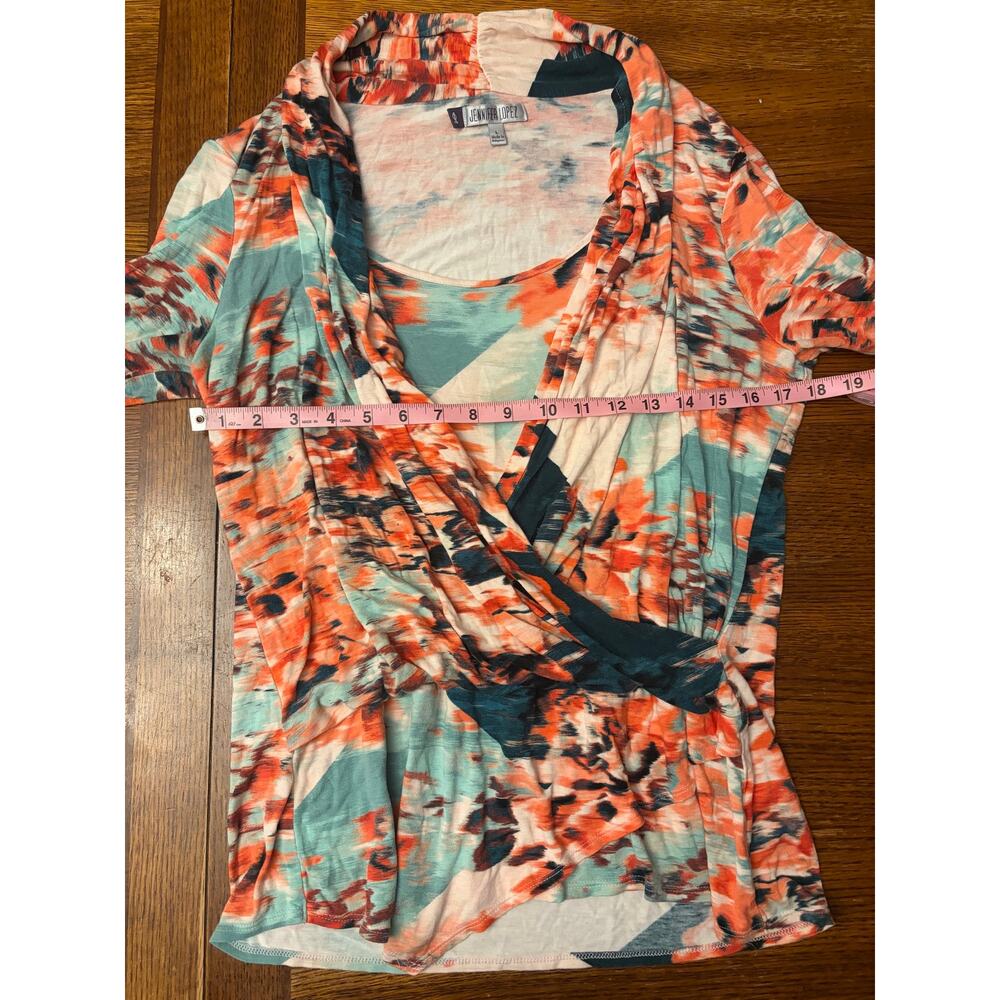 Jennifer Lopez JLo Multicolor Abstract Print Wrap Blouse Long Sleeve Large - Picture 9 of 10